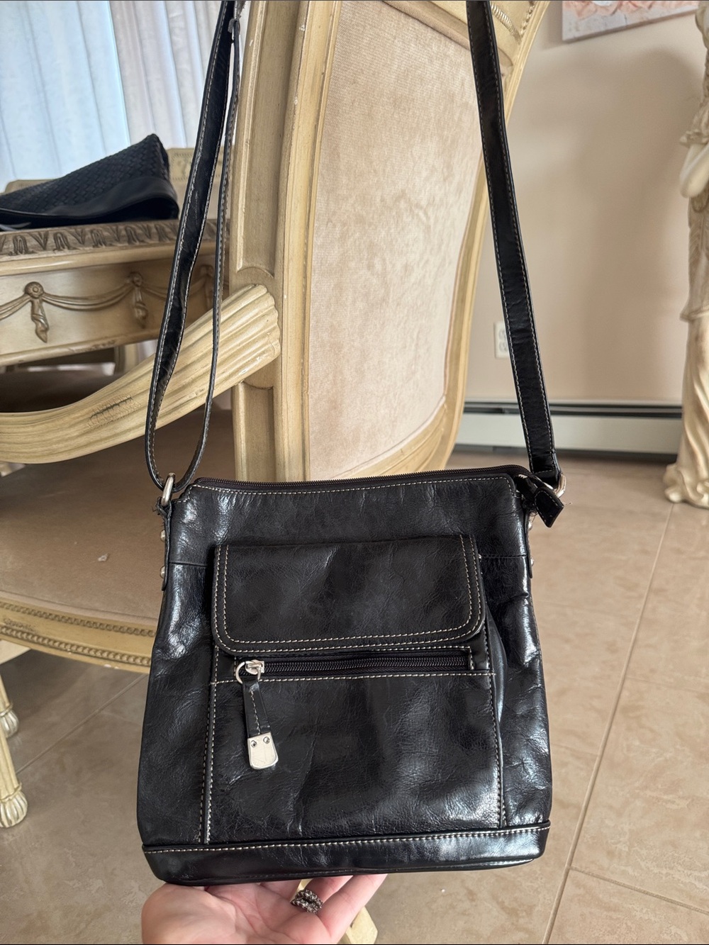 Giani Bernini Black Leather Crossbody Bag